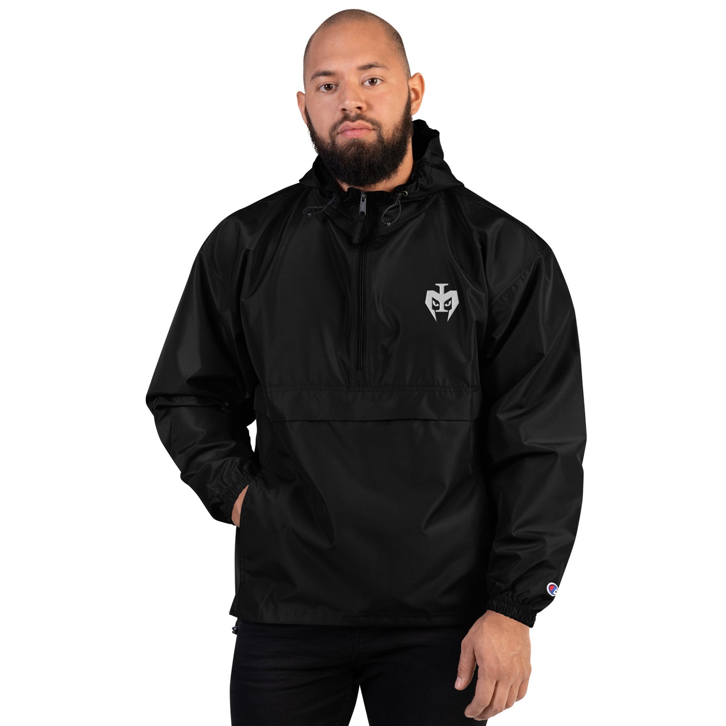 Embroidered Champion Packable Jacket (White Logo)