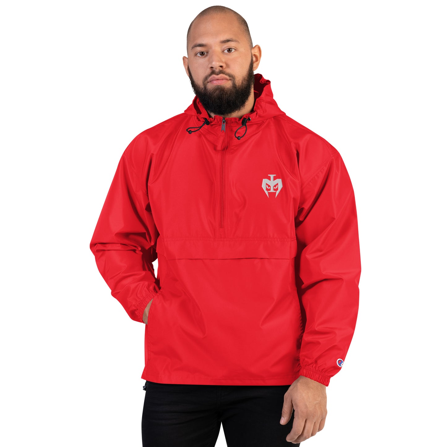 Embroidered Champion Packable Jacket (White Logo)