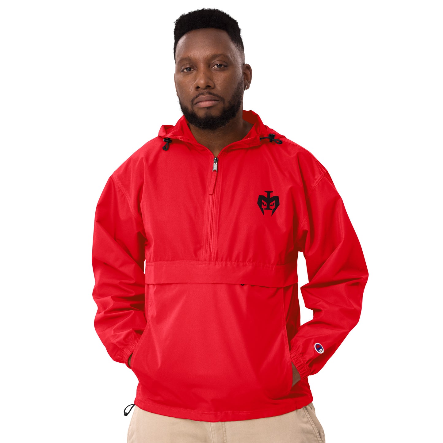 Embroidered Champion Packable Jacket (Black Logo)