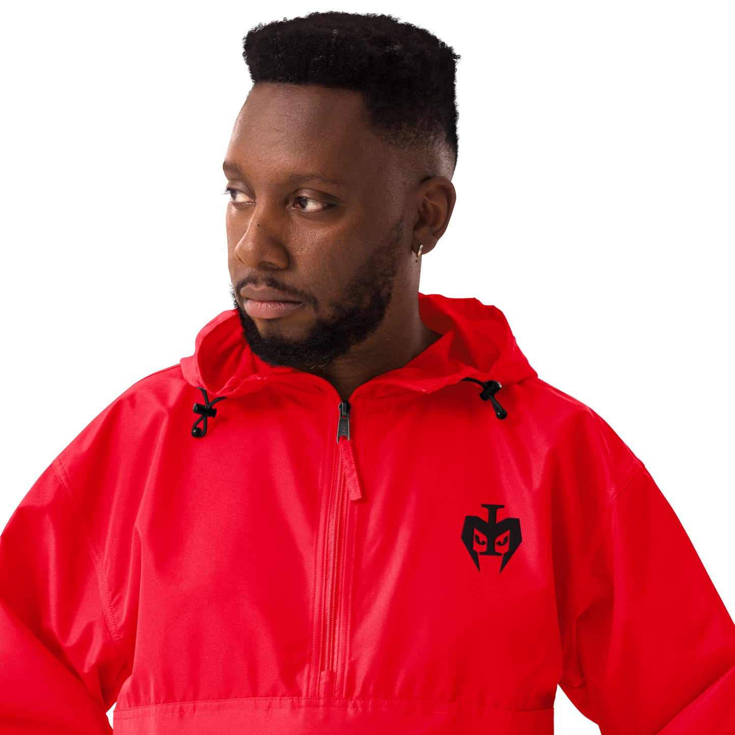 Embroidered Champion Packable Jacket (Black Logo)